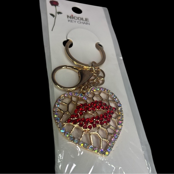 Nicole Red and Gold Heart Keychain/Bag Charm - Picture 2 of 3